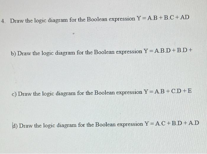 Solved 4. Draw The Logic Diagram For The Boolean Expression | Chegg.com