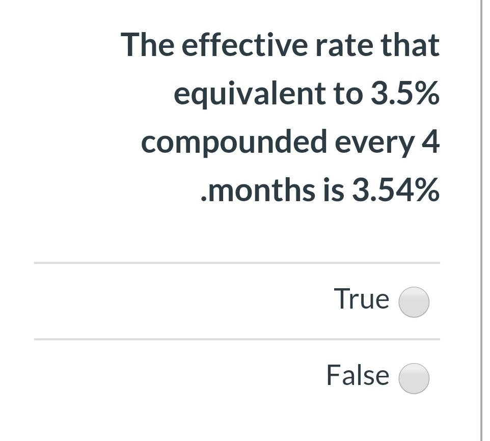 Solved The effective rate that equivalent to 3.5% compounded | Chegg.com