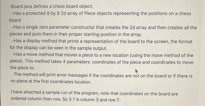 Solved -Board.java defines a chess board object. -Has a | Chegg.com