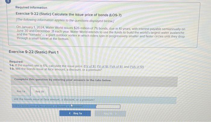 Solved Required information Exercise 9-22 (Static) Calculate | Chegg.com