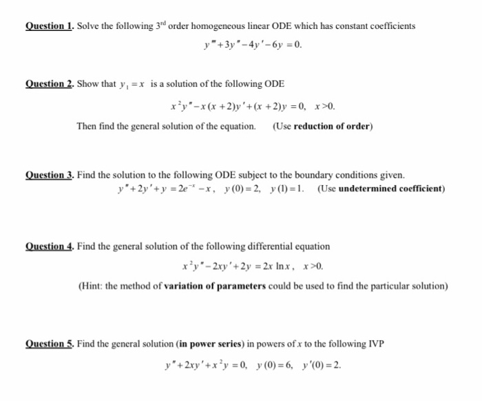 Solved Question 1. Solve the following 3rd order homogeneous | Chegg.com