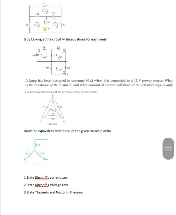 Solved 6. by looking at the circuit write equations for each | Chegg.com