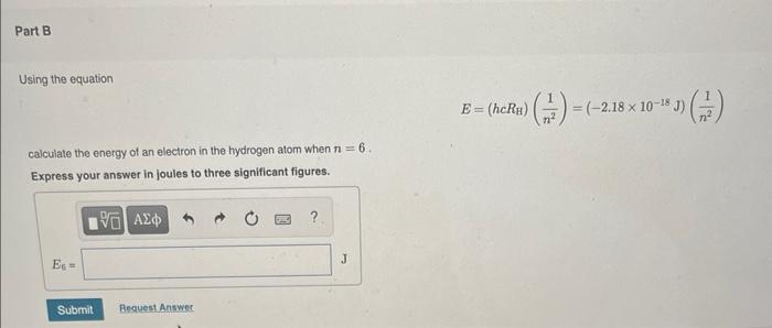 Solved Part B Using The Equation Calculate The Energy Of An | Chegg.com