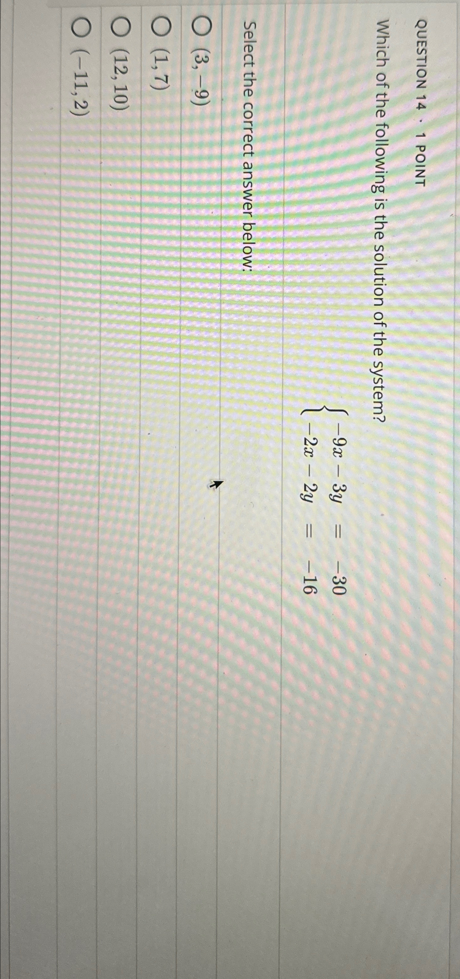 Solved QUESTION 14 - 1 ﻿POINTWhich of the following is the | Chegg.com