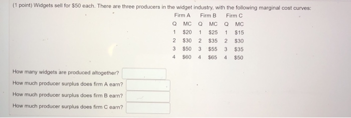 Solved (1 Point) Widgets Sell For $50 Each. There Are Three 