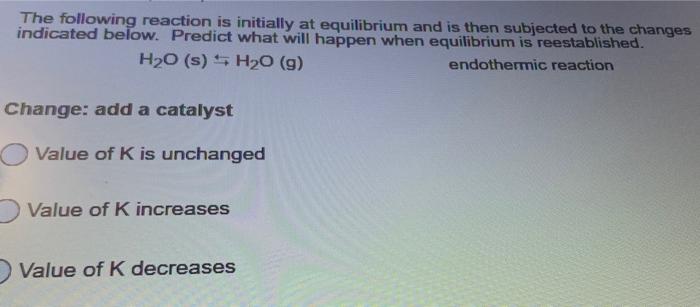 Solved The following reaction is initially at equilibrium | Chegg.com