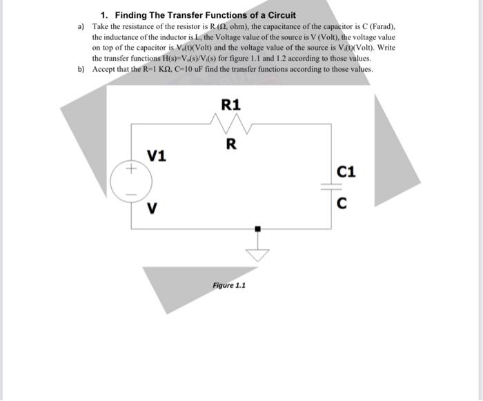 Solved 1. Finding The Transfer Functions of a Circuit a) | Chegg.com