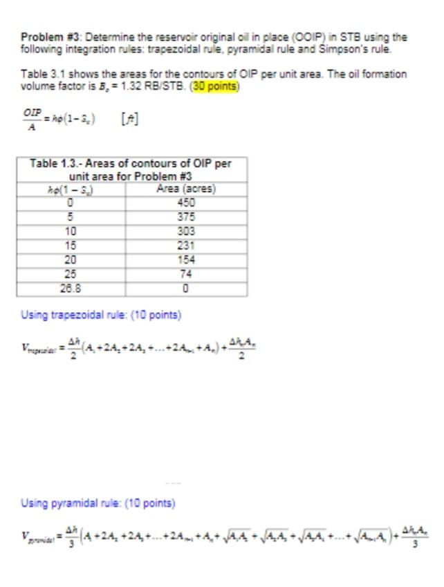 Solved Problem #3. Determine the reservoir original oil in | Chegg.com