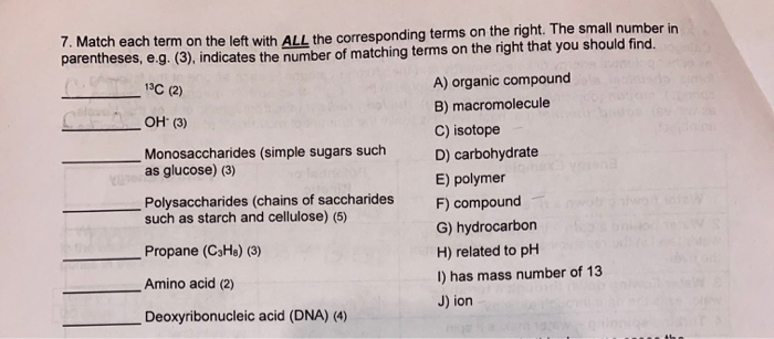 Solved 7. Match each term on the left with ALL the | Chegg.com