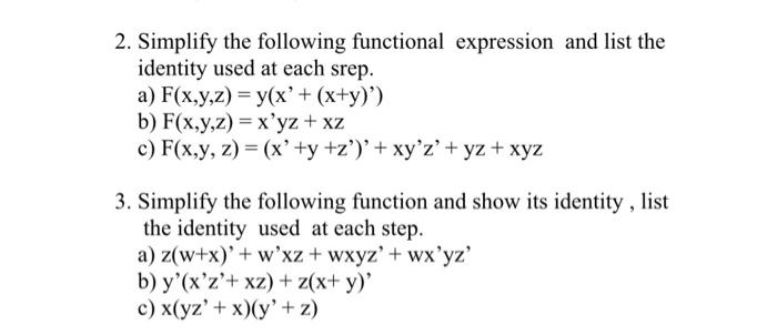 2 Simplify The Following Functional Expression And Chegg Com