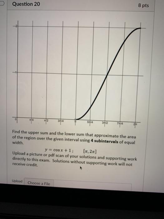 Solved Question 20 8 pts 31:14 514 31172 TT1 Find the upper | Chegg.com