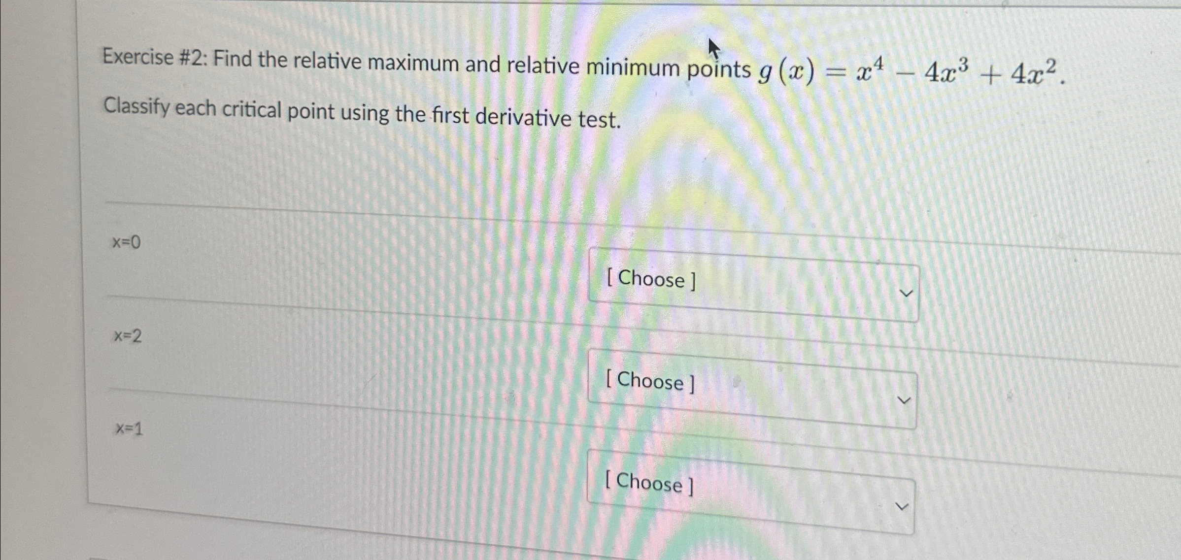 Solved Exercise #2: Find the relative maximum and relative | Chegg.com
