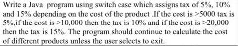 Solved Write a Java program using switch case which assigns | Chegg.com