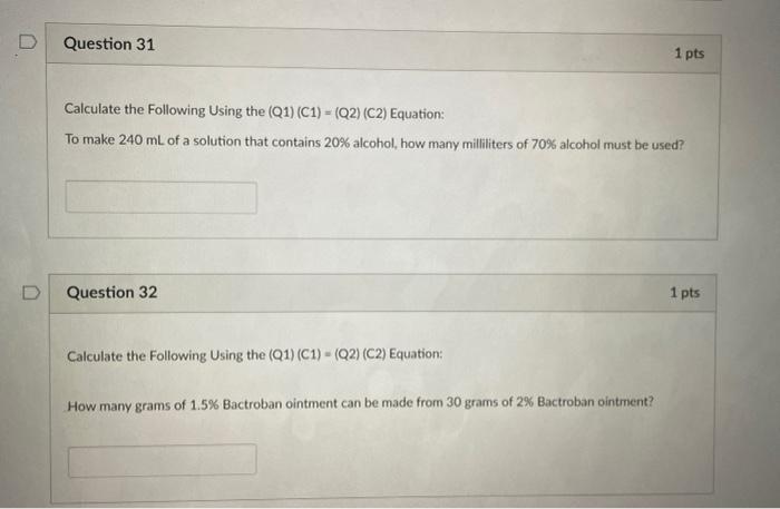 Solved Calculate the Following Using the (Q1)(C1)=(Q2)(C2) | Chegg.com