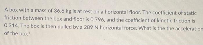 Solved A Box With A Mass Of 36.6 Kg Is At Rest On A | Chegg.com