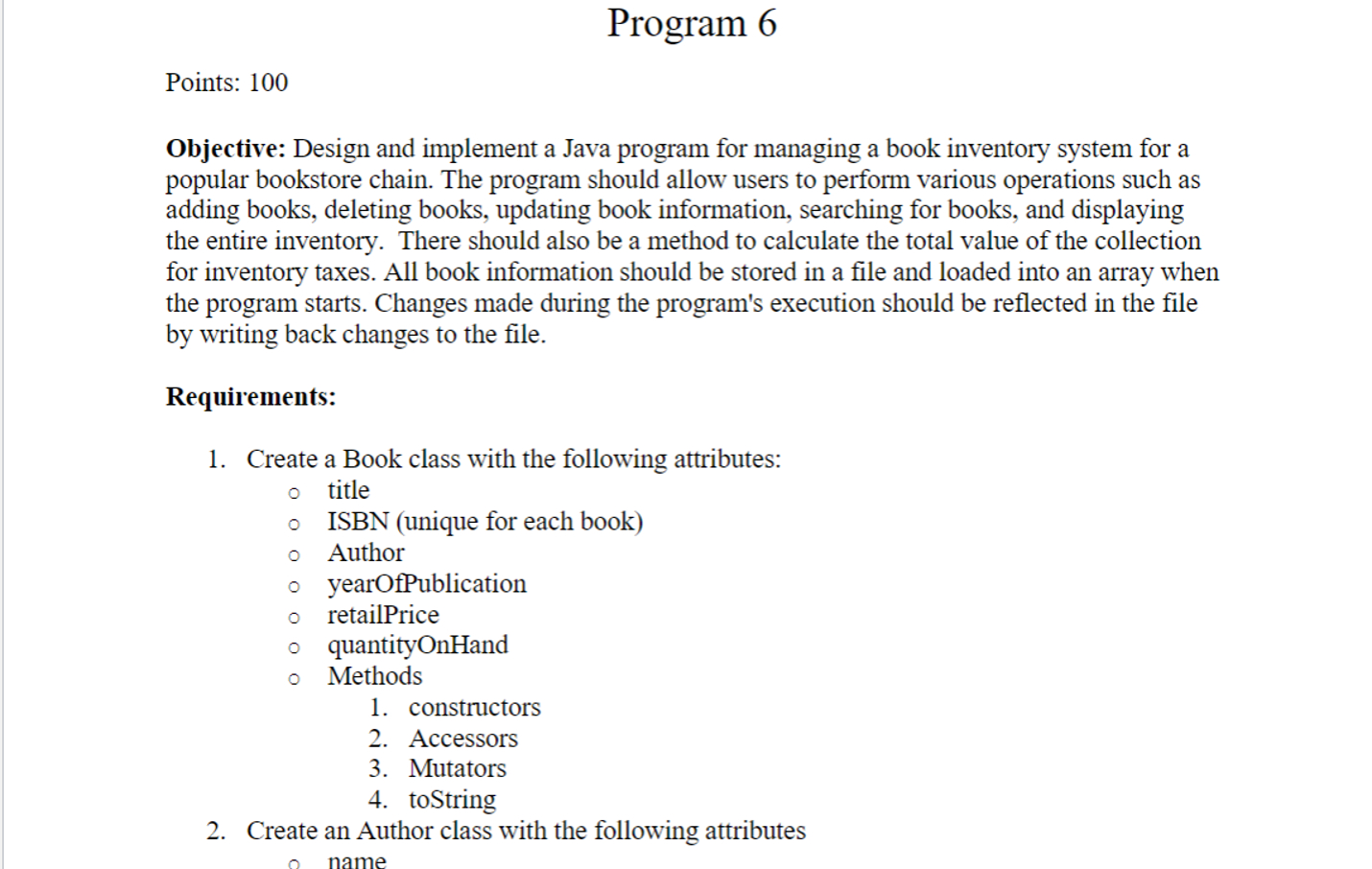 Solved Program 6 IN JAVA PLEASE COMPLETE ALL | Chegg.com