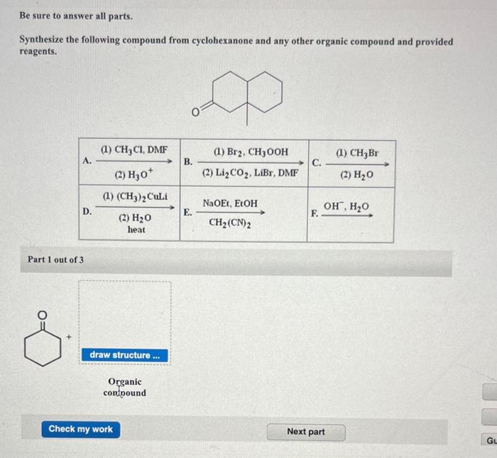 Solved Be sure to answer all parts. Synthesize the following | Chegg.com