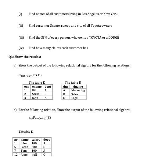 Solved 01: Assume The Following Relations: Student(StdNo, | Chegg.com