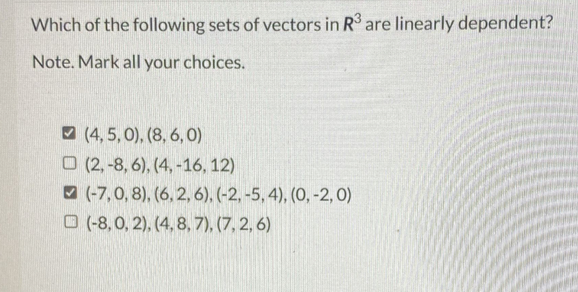 Solved Which of the following sets of vectors in R3 ﻿are | Chegg.com