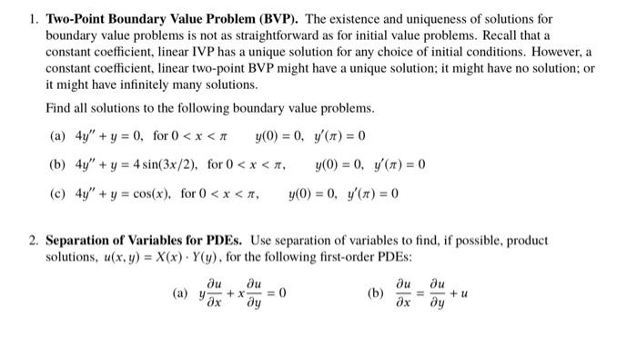 Solved 1. Two-Point Boundary Value Problem (BVP). The | Chegg.com
