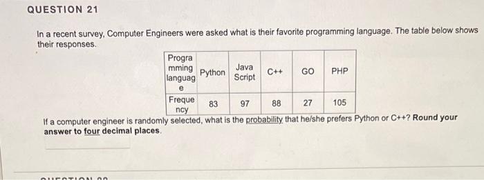 Solved In A Recent Survey, Computer Engineers Were Asked | Chegg.com