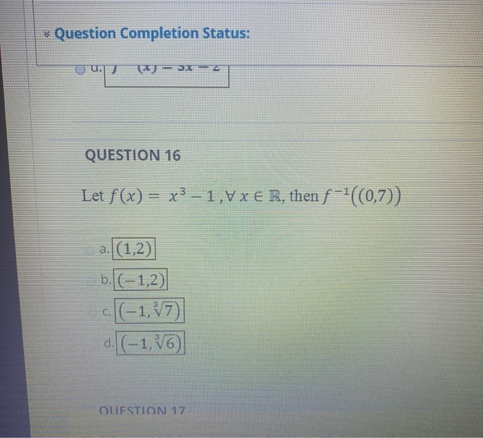Solved Question Completion Status: 0. — — QUESTION 16 Let | Chegg.com