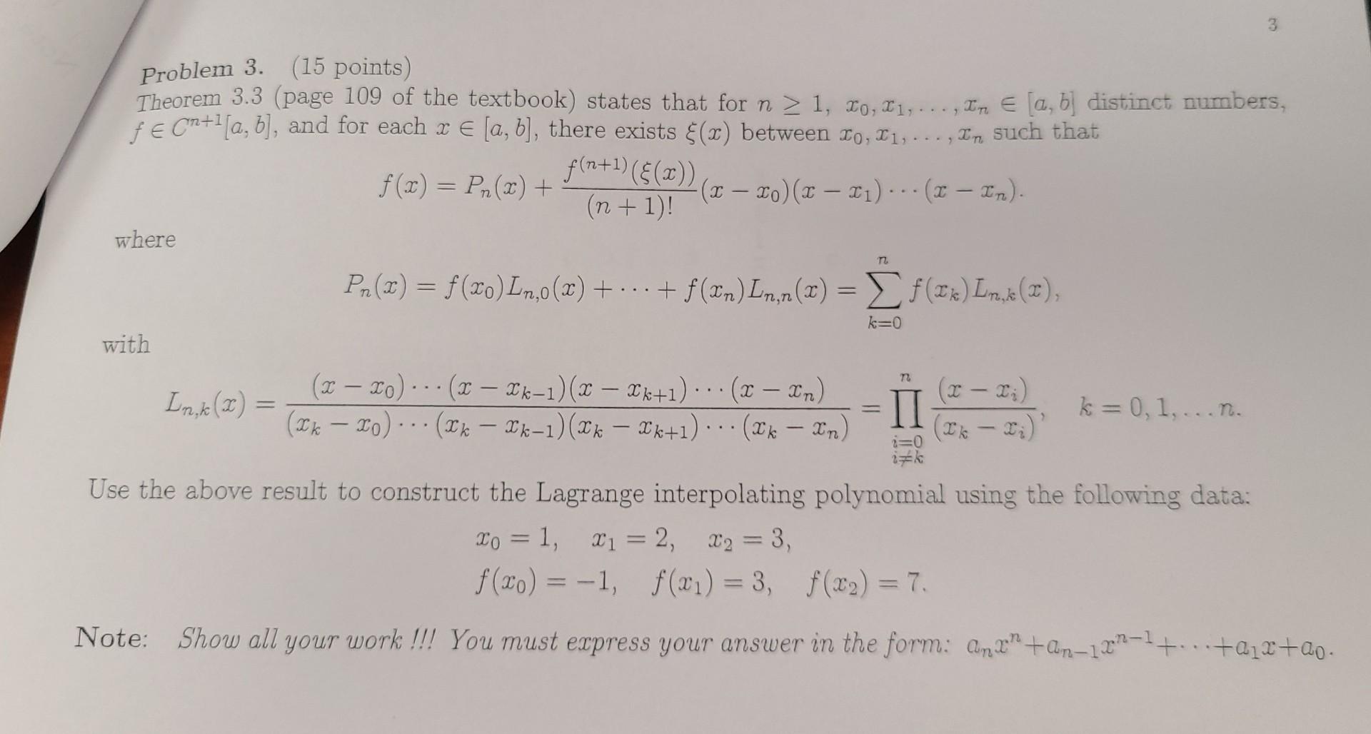 Solved Problem 3 . (15 points) Theorem 3.3 (page 109 of the | Chegg.com