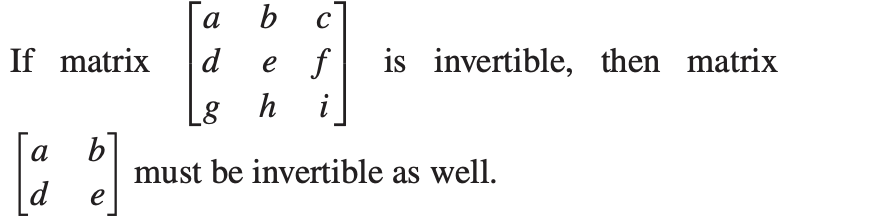 Solved If matrix [abcdefghi] ﻿is invertible, then | Chegg.com