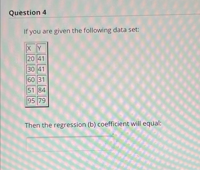 Solved Question 4 If you are given the following data set: X | Chegg.com