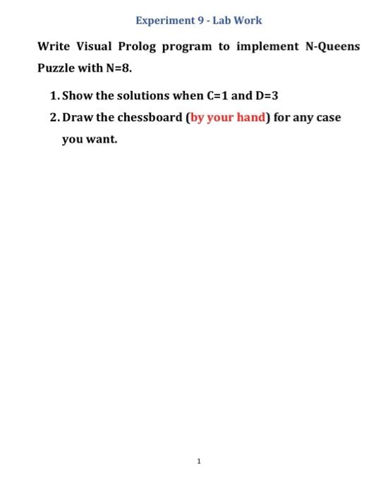Solved Experiment 9 - Lab Work Write Visual Prolog program | Chegg.com