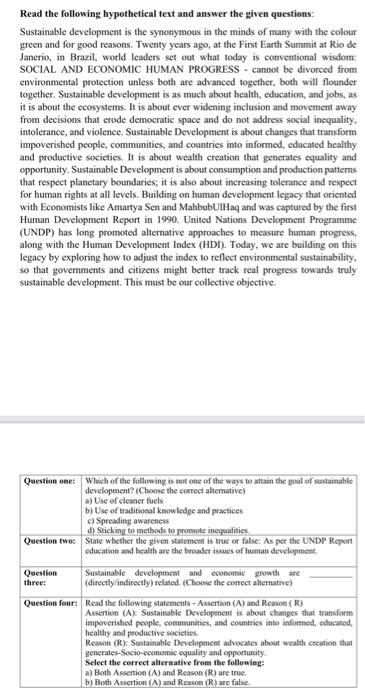 Solved Read the following hypothetical text and answer the | Chegg.com