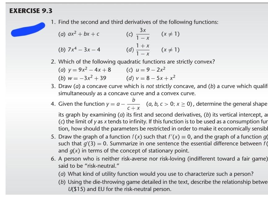 Solved 1. Find the second and third derivatives of the | Chegg.com