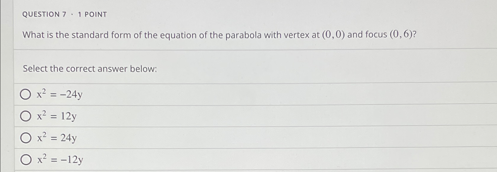 Solved QUESTION 7 - 1 ﻿POINTWhat is the standard form of the | Chegg.com