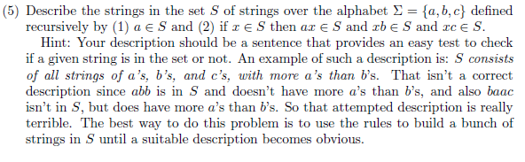 Solved Describe the strings in the set S of strings over the | Chegg.com
