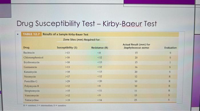 Solved A. Document the results of Kirby-Bauer method of | Chegg.com