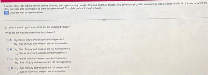 Solved Х Table of Injuries Limb Body 3 1 61 Arrow | Chegg.com