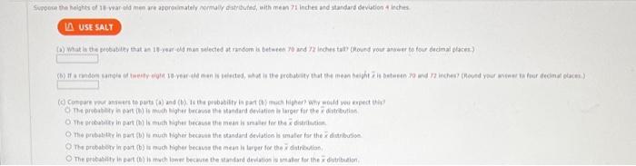 Solved woore the helghts of 18 vear-ild men are | Chegg.com