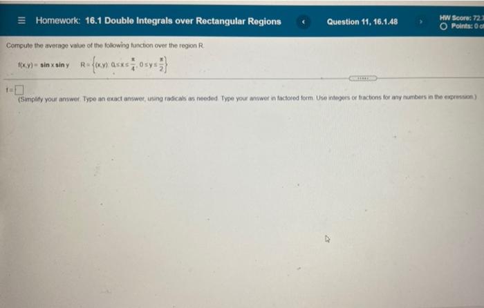 Solved Homework 16 1 Double Integrals Over Rectangular Chegg
