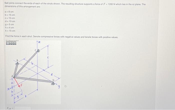 Solved Ball Joints Connect The Ends Of Each Of The Struts | Chegg.com