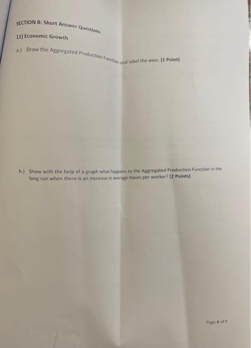 Solved SECTION B: Short Answer Quextions: 11) Economic | Chegg.com