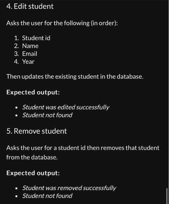 5.1 Using a database Create a program that displays | Chegg.com
