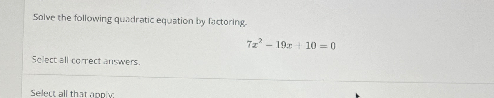 Solved Solve the following quadratic equation by | Chegg.com