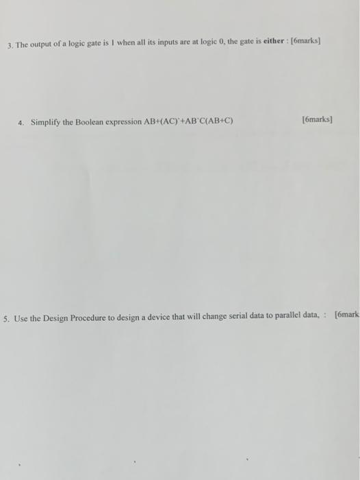 Solved Answer all questions (100 Marks) 1. Draw the gates | Chegg.com