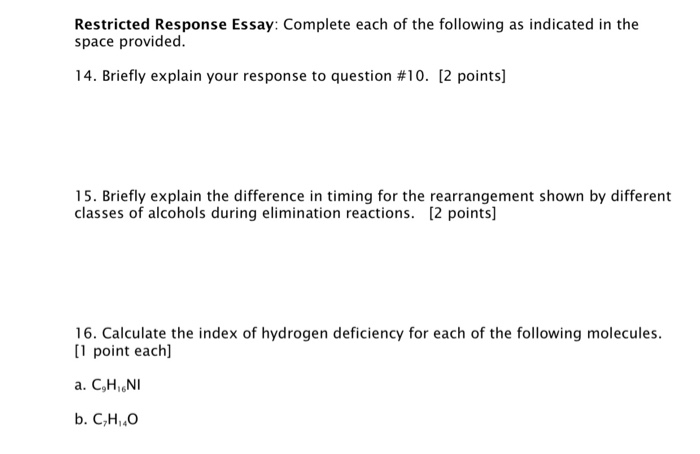 example of restricted response essay questions