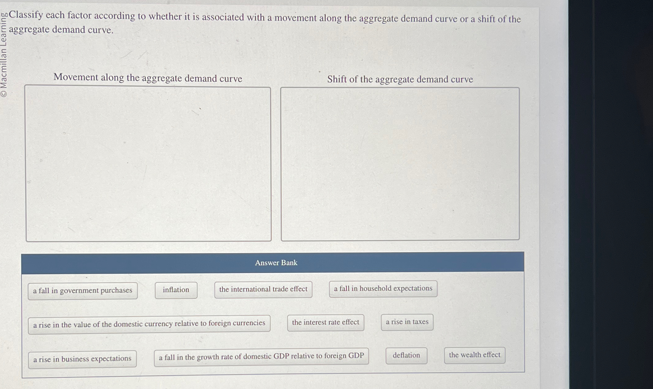 Solved oClassify each factor according to whether it is | Chegg.com