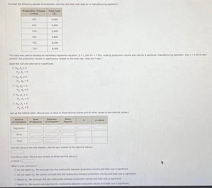 Solved Consider the following sample of production volumes | Chegg.com