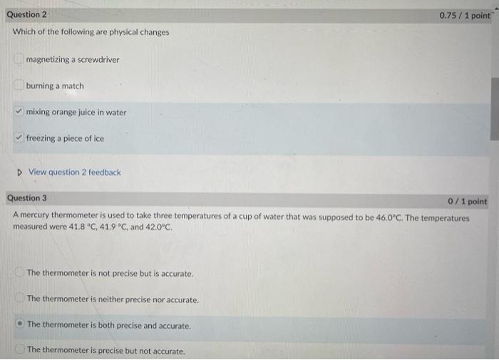 Solved Question 2 0.75 / 1 point Which of the following are