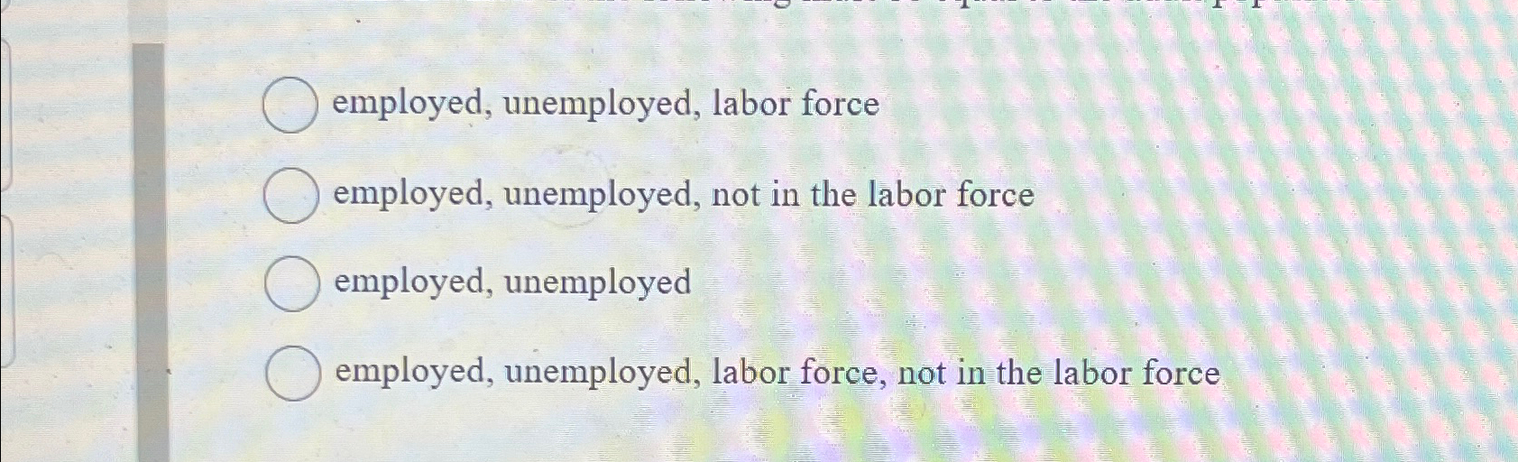 Solved Employed, Unemployed, Labor Force Employed, | Chegg.com