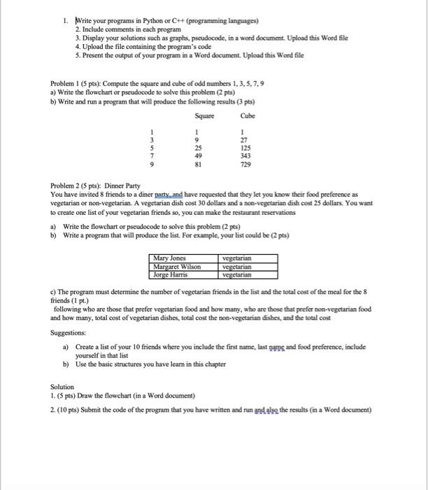 Solved 1. Write your programs in Python or C++ (programming | Chegg.com