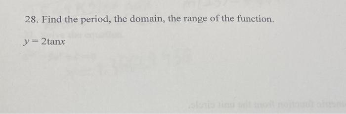 Solved 28. Find the period, the domain, the range of the | Chegg.com
